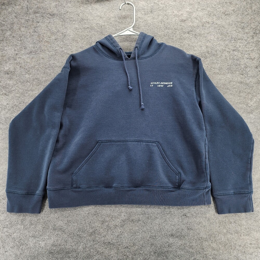 Abercrombie Fitch Hoodie Womens Large Cropped Long Sleeve Blue